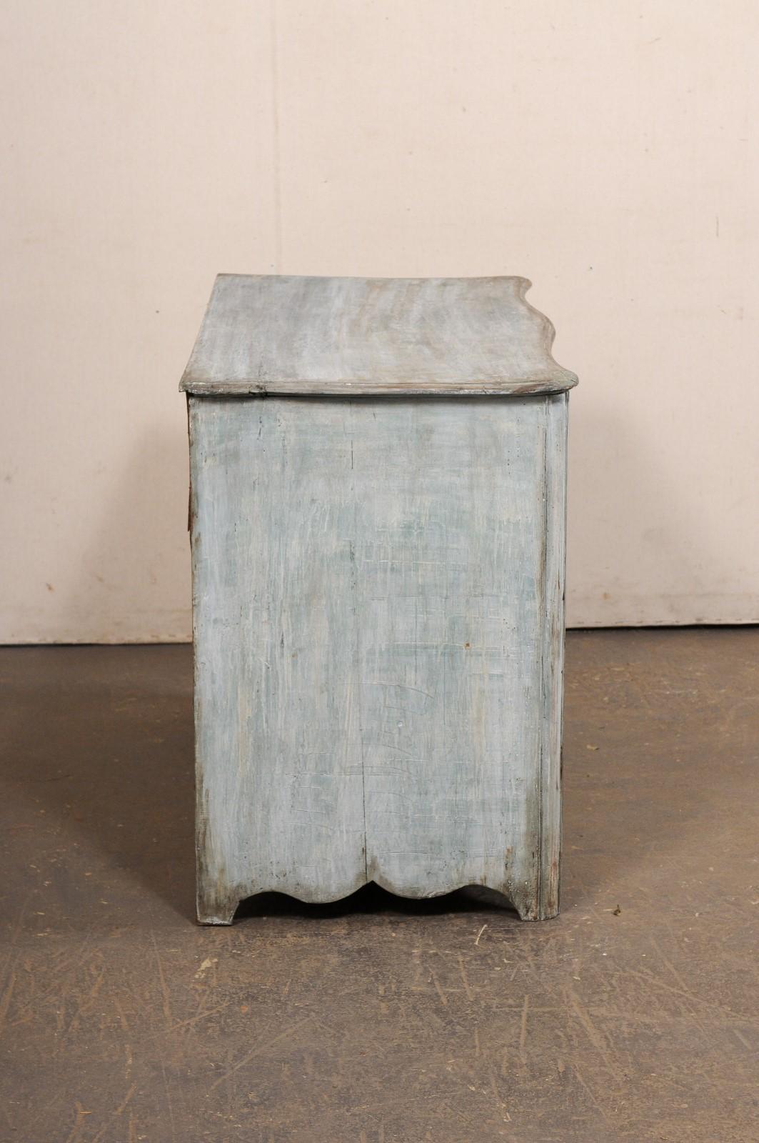 18th C. French Serpentine 3-Drawer Commode, Blue 1