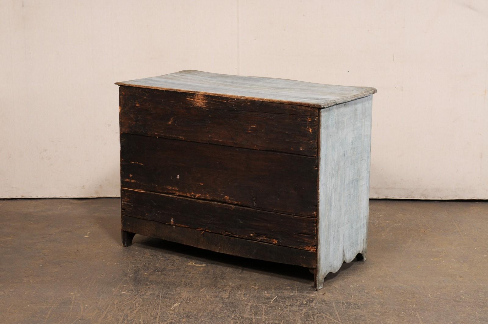 18th C. French Serpentine 3-Drawer Commode, Blue 2