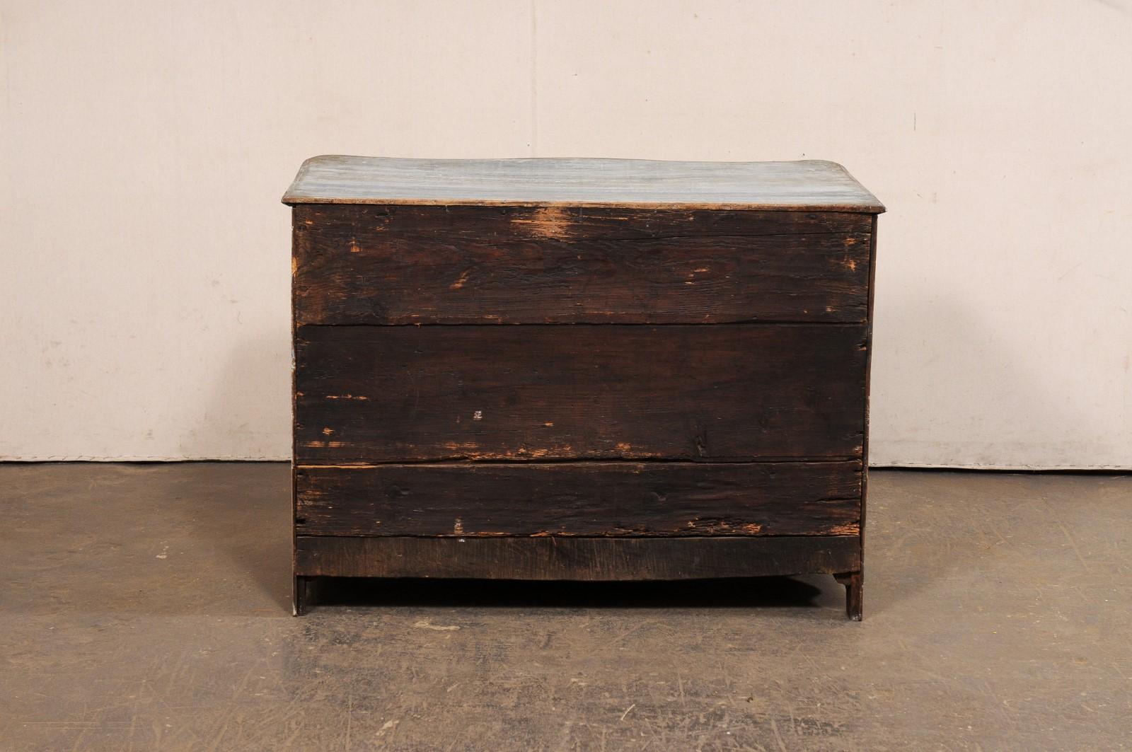 18th C. French Serpentine 3-Drawer Commode, Blue 3