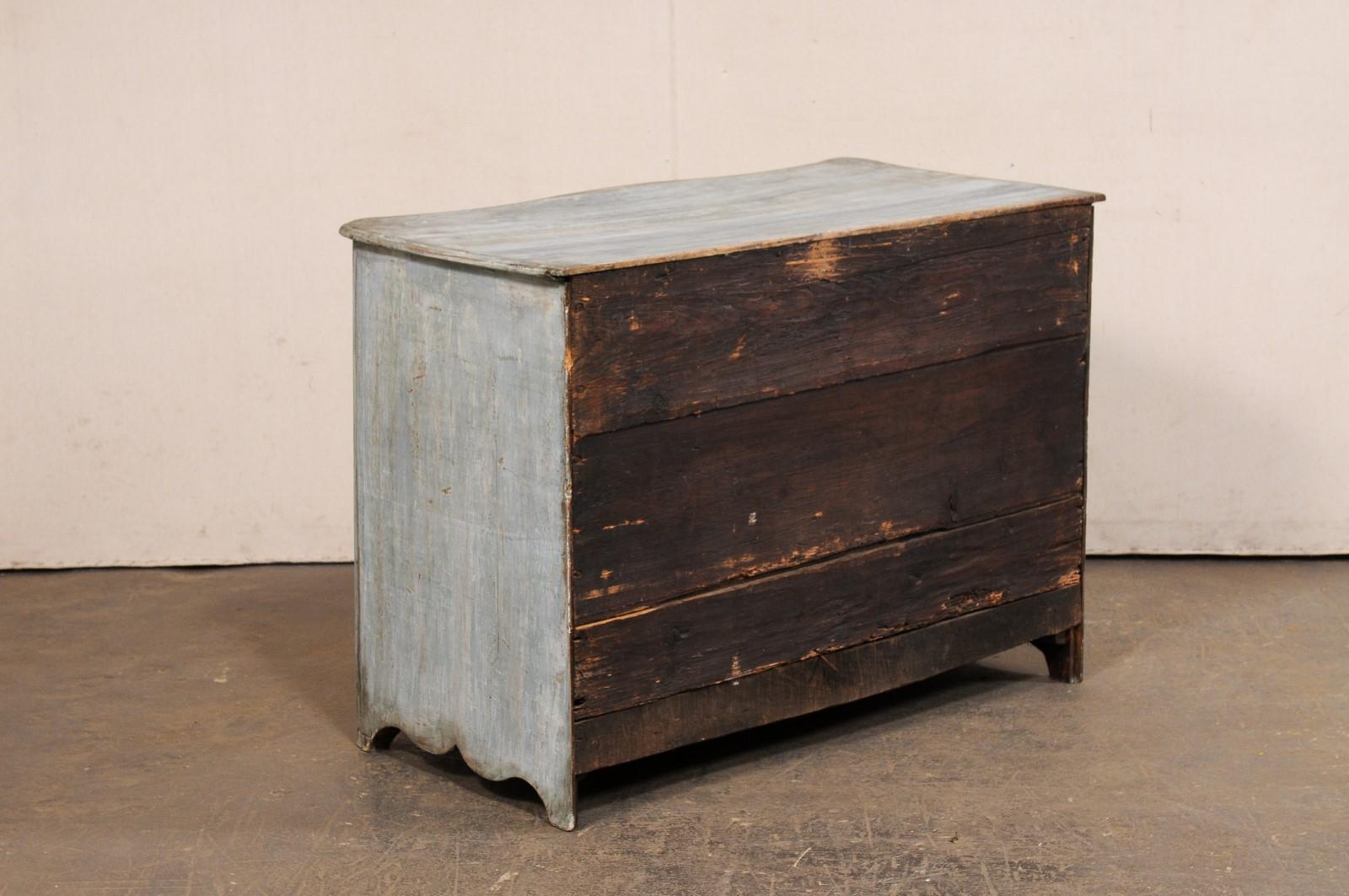 18th C. French Serpentine 3-Drawer Commode, Blue 4