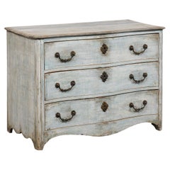 18th C. French Serpentine 3-Drawer Commode, Blue