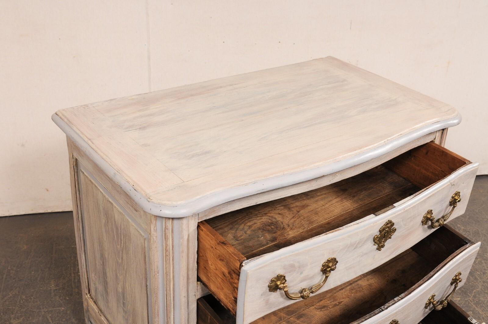Wood 18th C. French Serpentine Commode w/Spectacular Brass Hardware For Sale