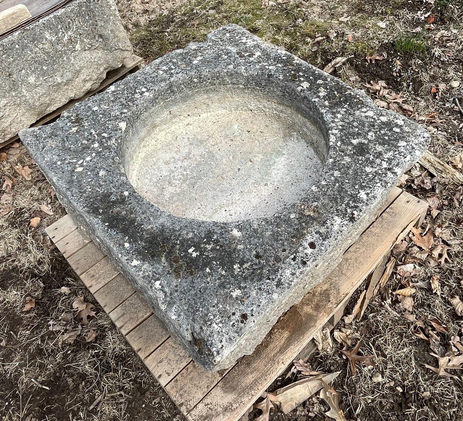 18th C French Square Hand-Carved Limestone Trough/Firepit/Planter  '#1 of Four' In Good Condition For Sale In Woodbury, CT