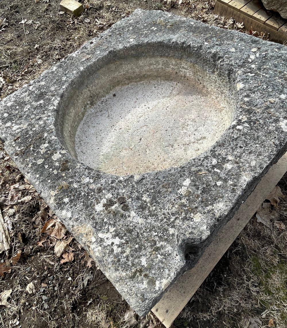 18th Century and Earlier 18th C French Square Hand-Carved Limestone Trough/Firepit/Planter  '#1 of Four' For Sale
