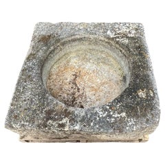 18th C French Square Hand Carved Limestone Trough/Firepit/Planter '#2 of Four'