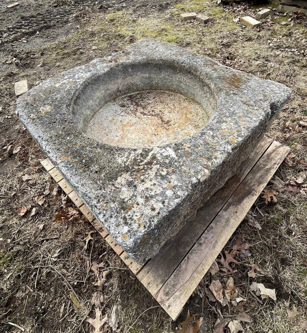 18th Century and Earlier 18th C French Square Hand Carved Limestone Trough/Firepit/Planter '#2 of Four' For Sale