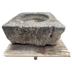 18th C French Square Hand Carved Limestone Trough/Firepit/Planter '#2 of Four'