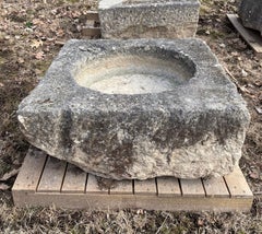 18th C French Square Hand Carved Limestone Trough/Firepit/Planter '#3 of Four'