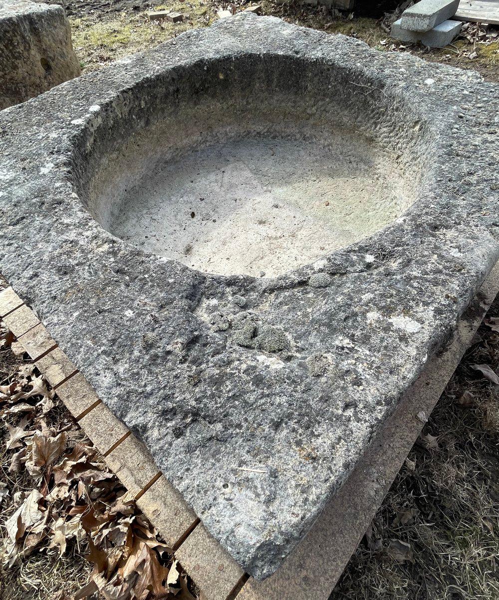 18th Century and Earlier 18th C French Square Hand Carved Limestone Trough/Firepit/Planter '#3 of Four' For Sale