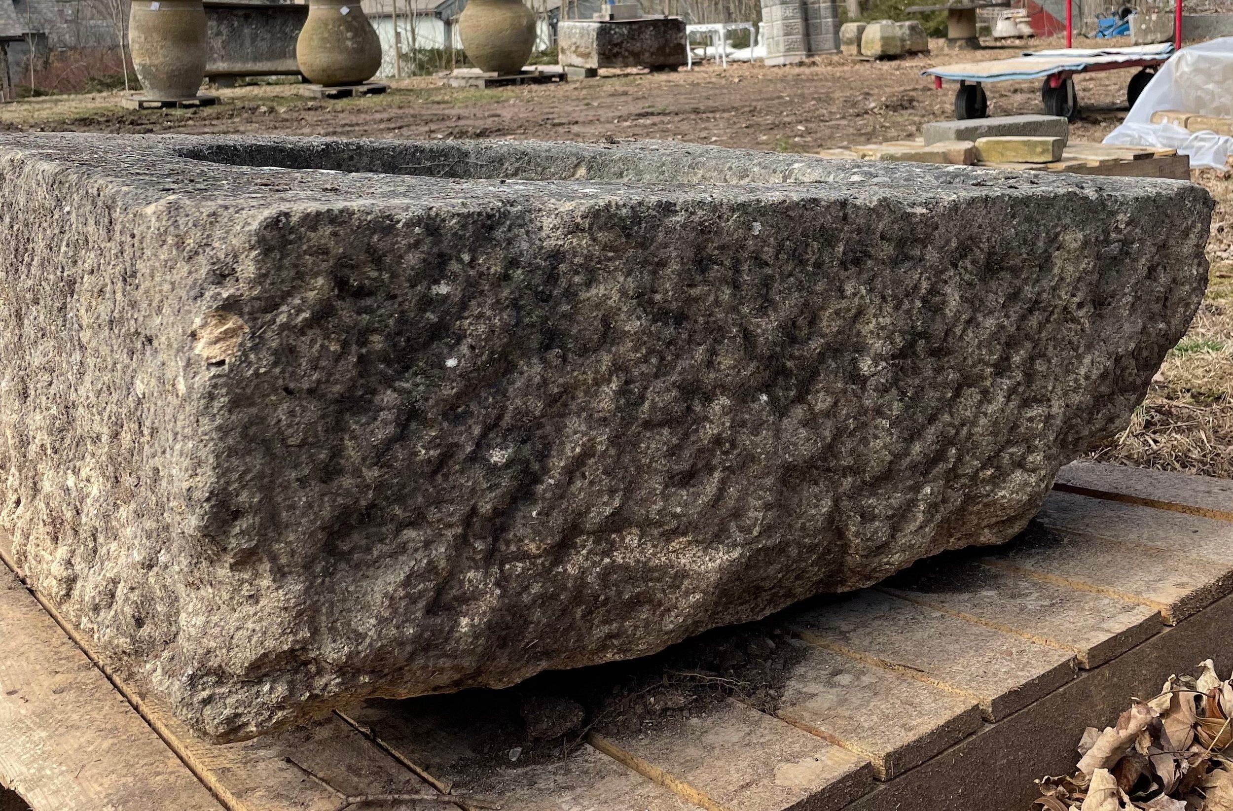 18th C French Square Hand Carved Limestone Trough/Firepit/Planter '#3 of Four' For Sale 2