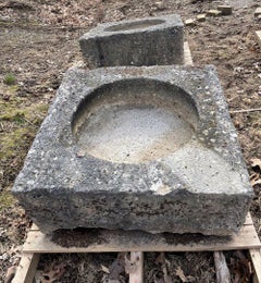 18th C French Square Hand Carved Limestone Trough/Firepit/Planter '#4 of Four'