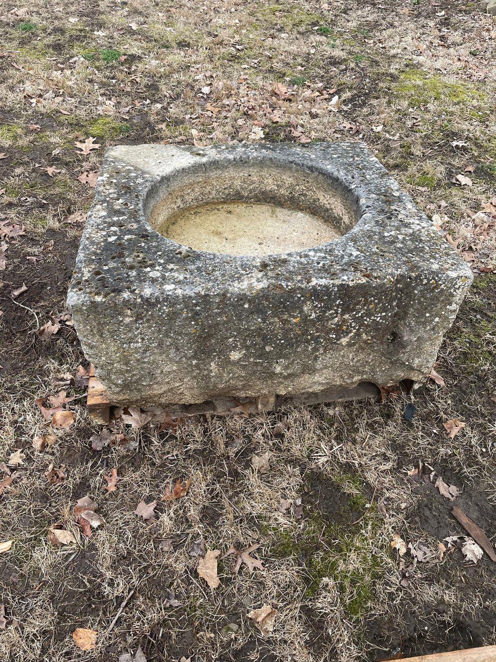 18th C French Square Hand Carved Limestone Trough/Firepit/Planter '#4 of Four' For Sale 4