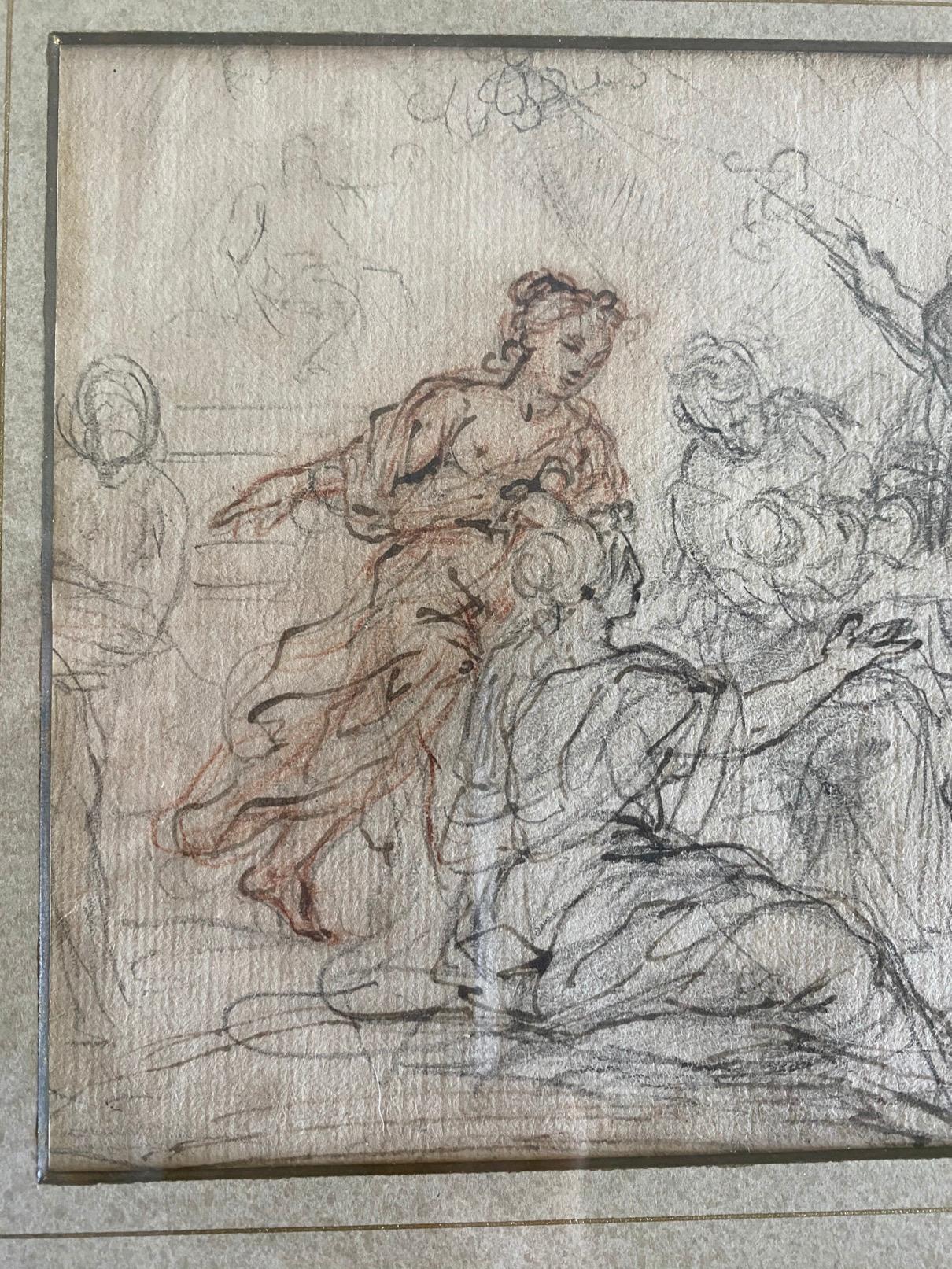 Doré étude pour un tableau français du XVIIIe siècle dans un cadre en bois doré en vente