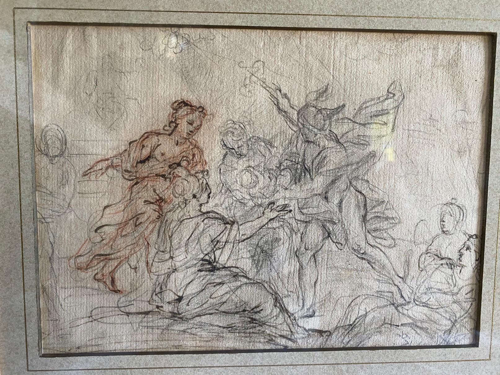 18th Century French Study for a Painting in Gold Giltwood Frame For Sale 1