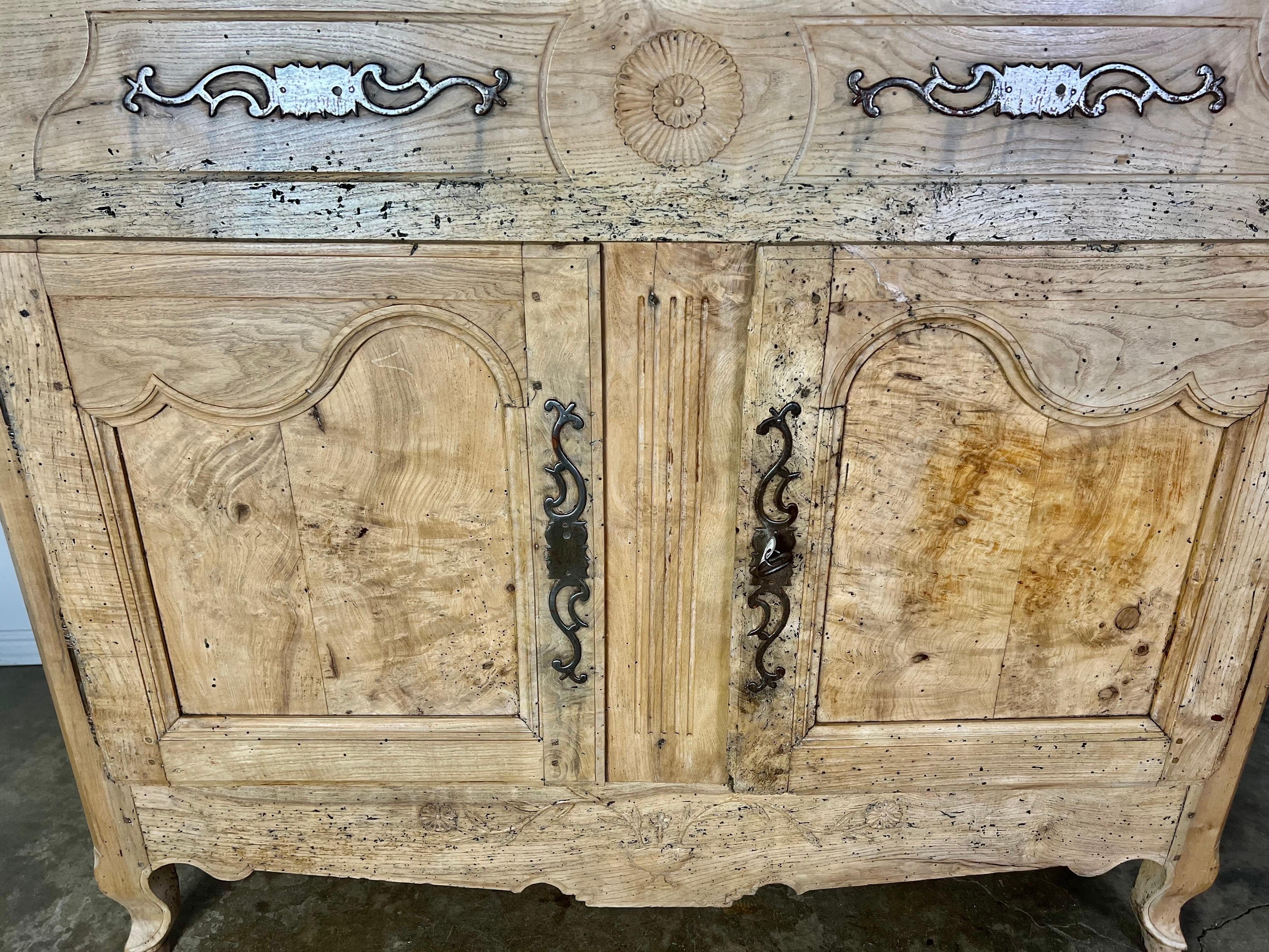 18th C. French Walnut Buffet In Distressed Condition For Sale In Los Angeles, CA