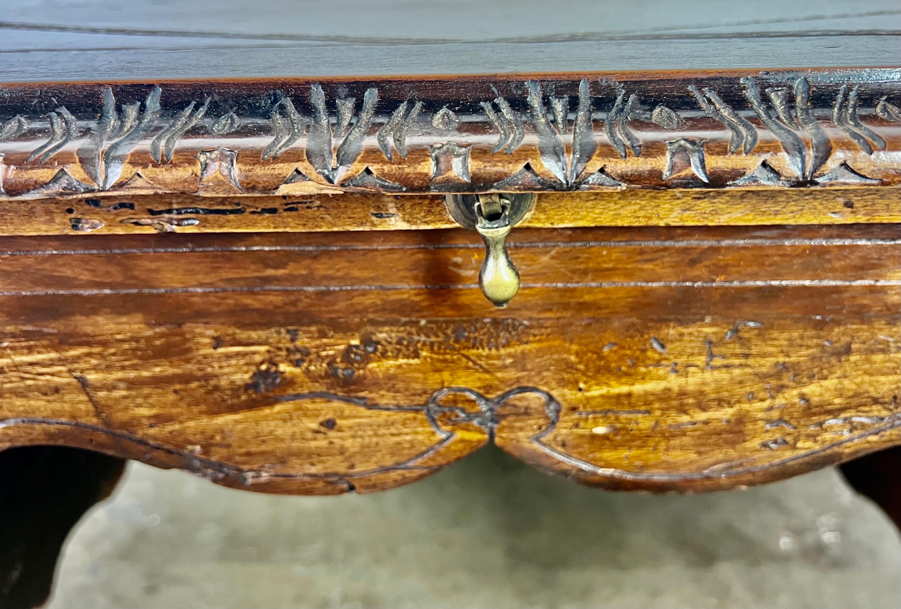 18th Century, French Walnut Leather Top Writing Table W/ Bronze Hardware For Sale 1