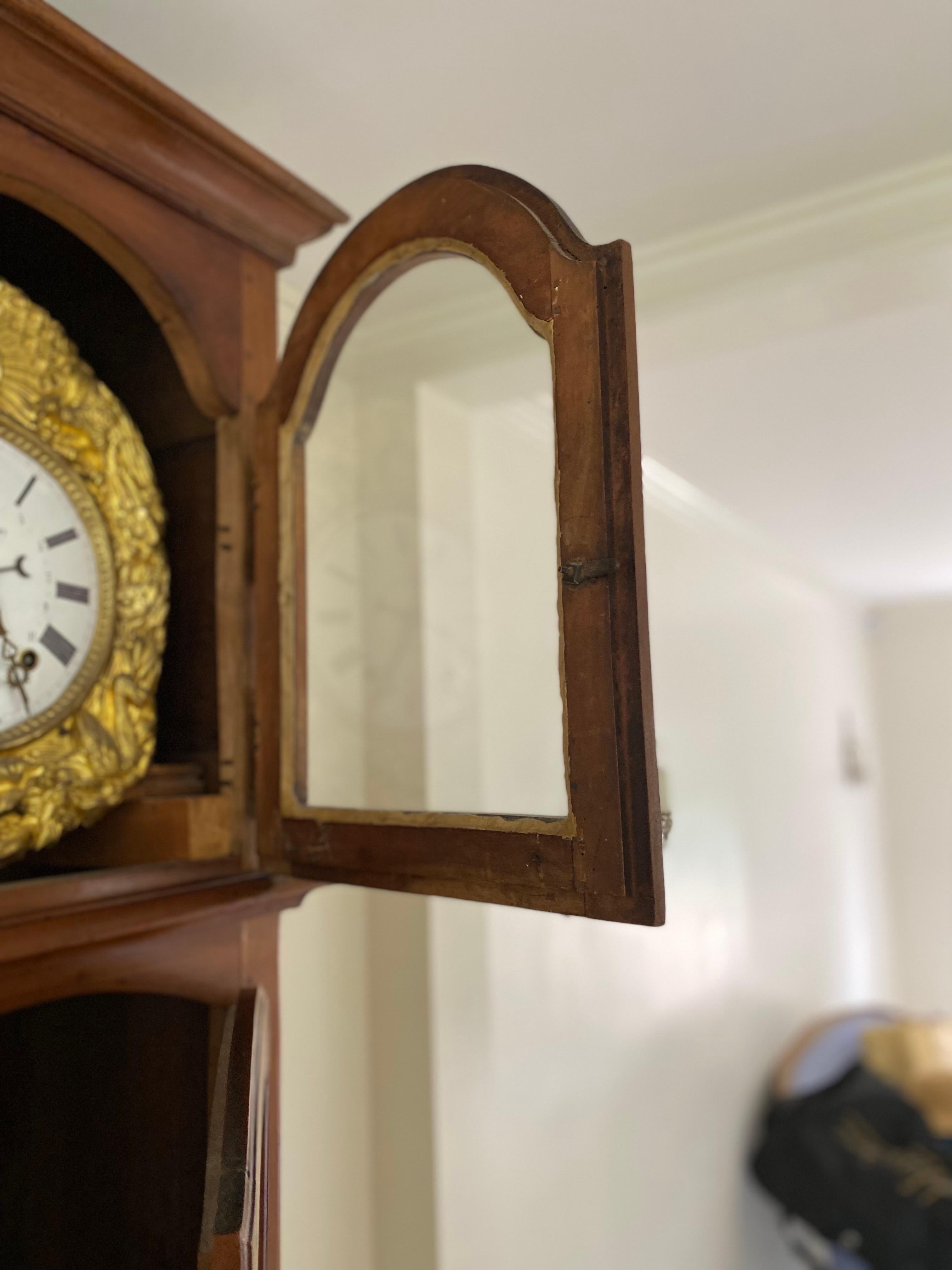 18th C French Walnut Louis XV Longcase Clock from Meslay by Patou-Collin For Sale 8