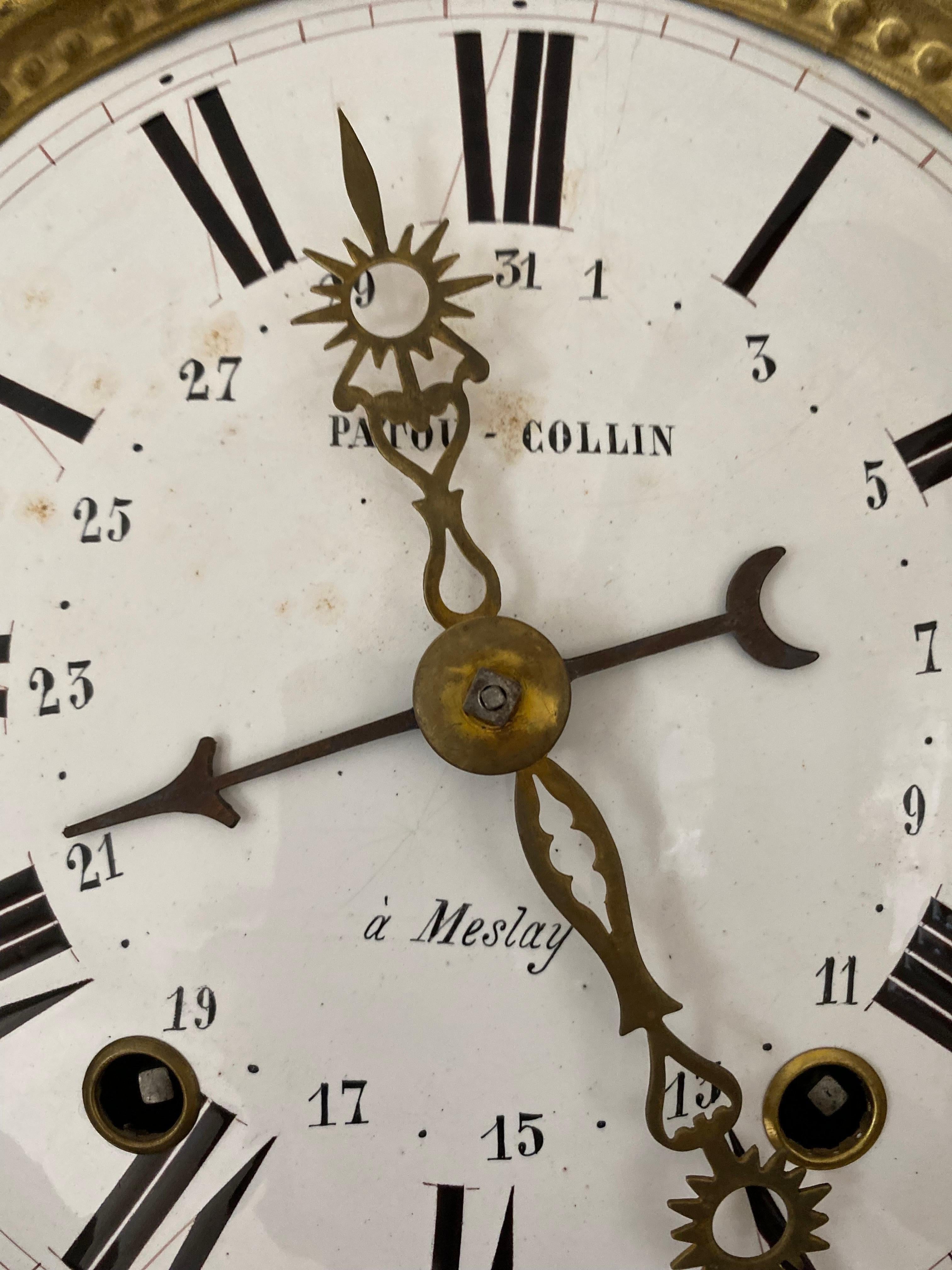 18th C French Walnut Louis XV Longcase Clock from Meslay by Patou-Collin For Sale 9