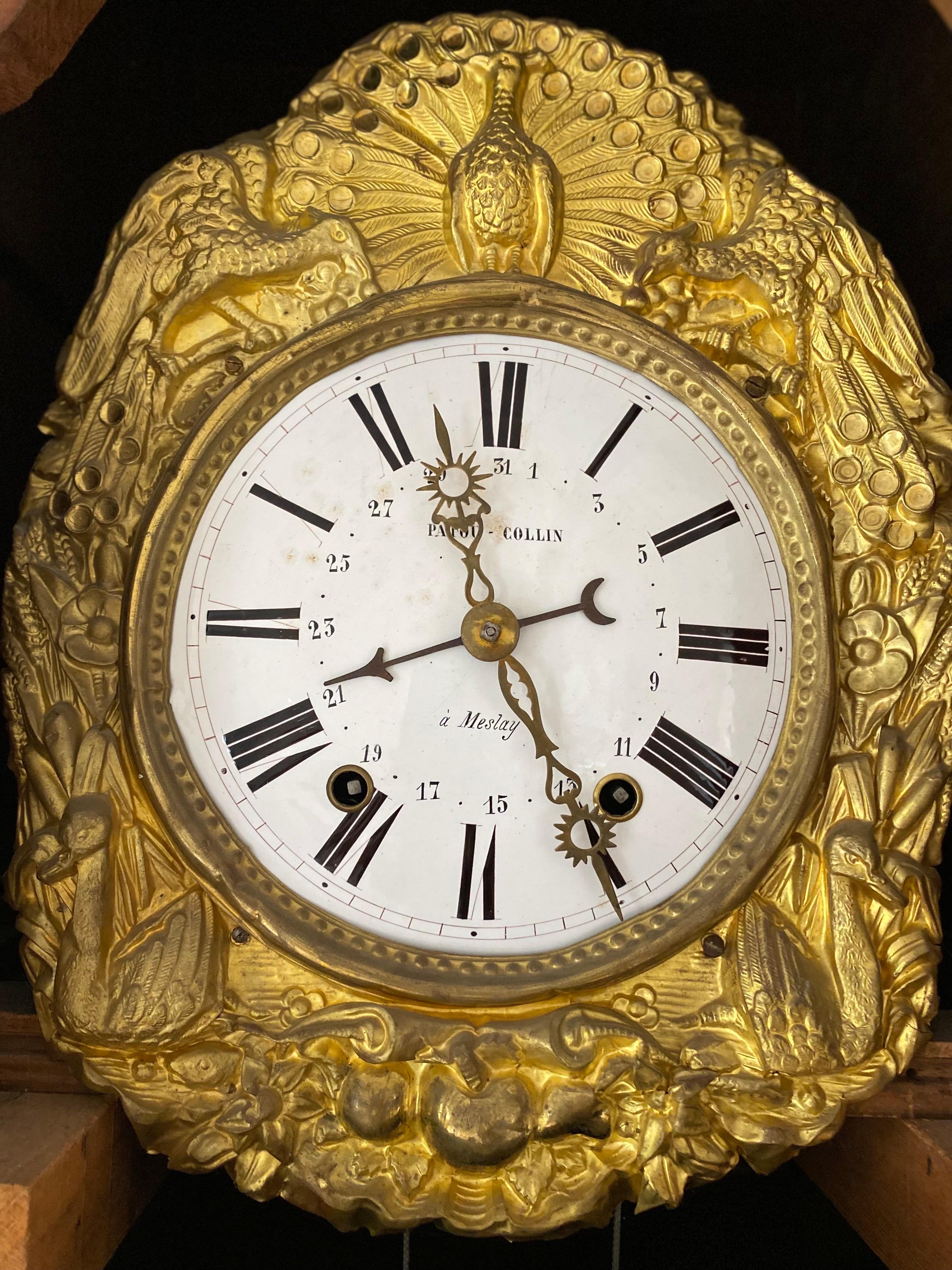18th C French Walnut Louis XV Longcase Clock from Meslay by Patou-Collin For Sale 11