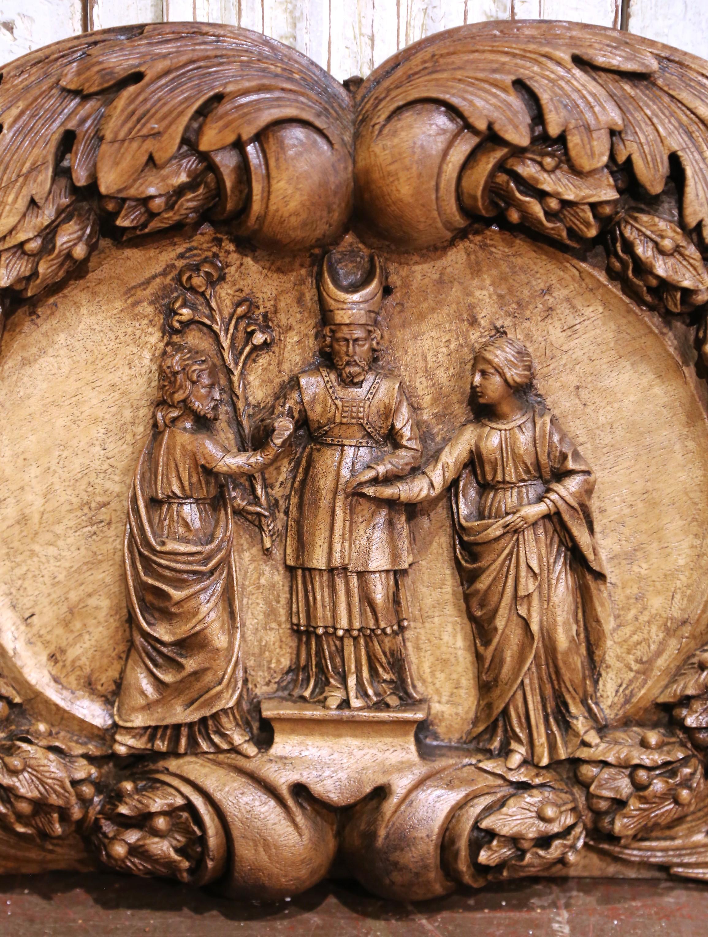 18th C. French Walnut Relief of “The Betrothal of the Virgin Mary and Joseph