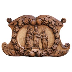18th C. French Walnut Relief of “The Betrothal of the Virgin Mary and Joseph"