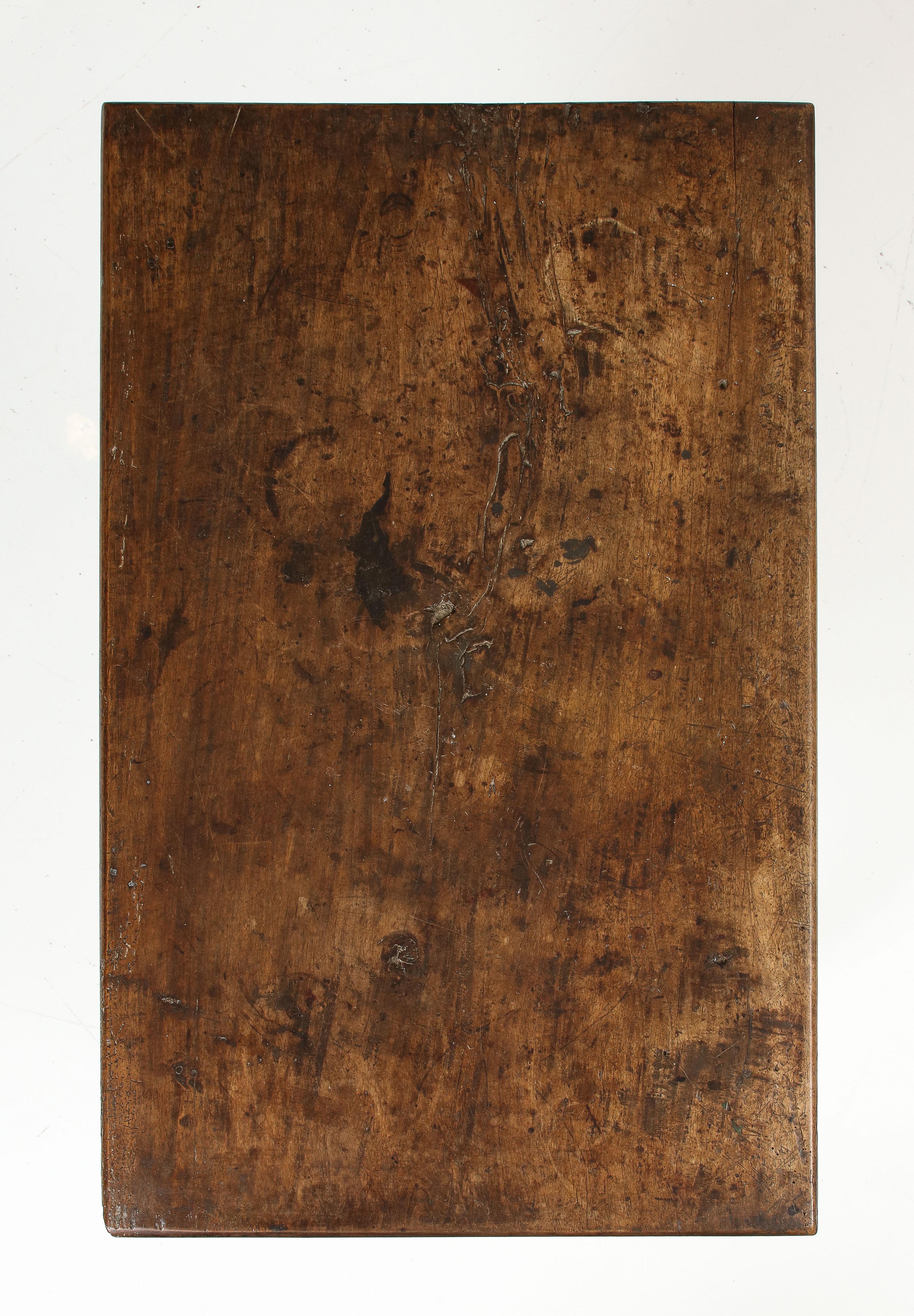 18th C. French Walnut Table with Beautifully Executed Stretcher and Patina For Sale 13
