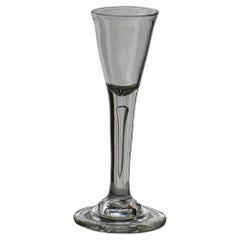 18th C George 11nd Tall Wine Drinking Glass Solid Stem and Long Tear Domed Foot