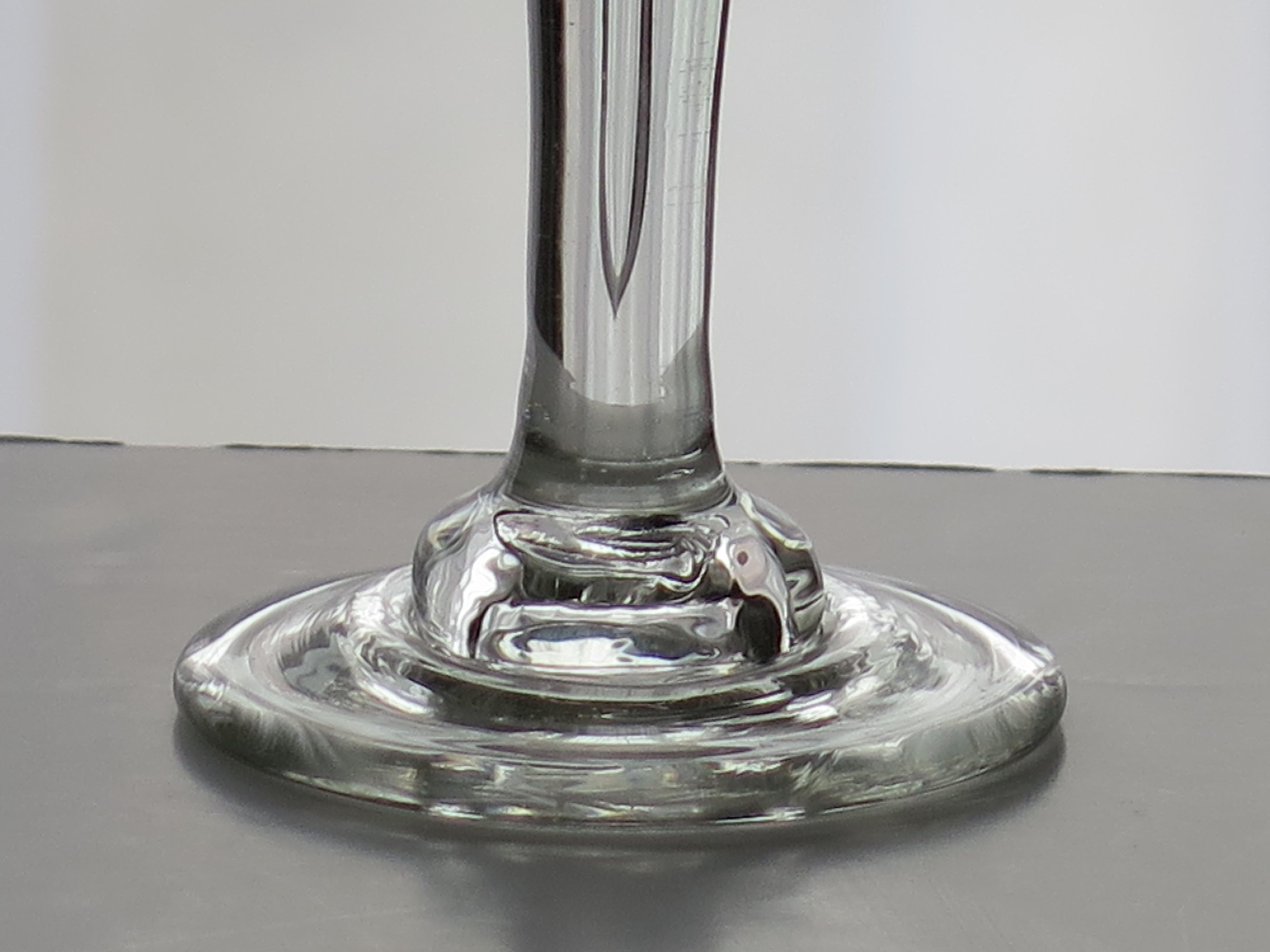 18th C George 11nd Tall Wine Drinking Glass Solid Stem and Long Tear Domed Foot For Sale 9