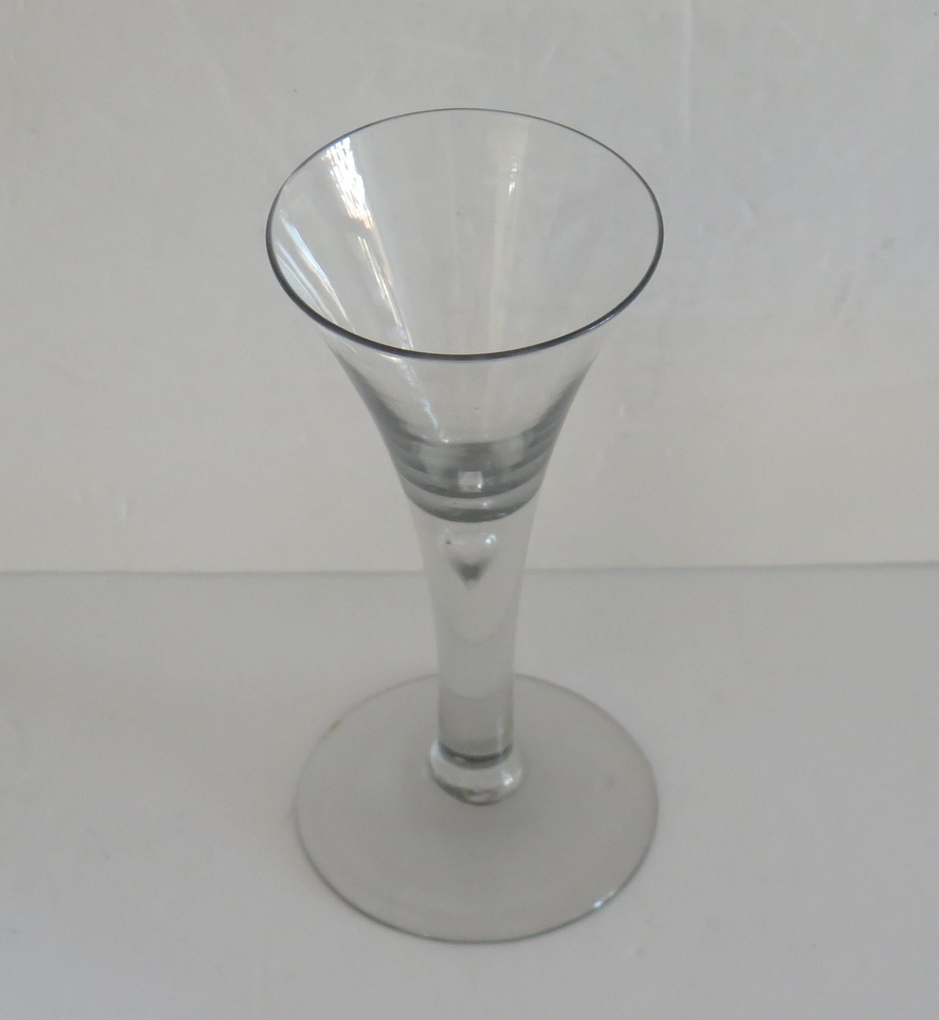 18th C George 11nd Tall Wine Drinking Lead Glass Solid Stem and Tear, C 1750 In Good Condition For Sale In Lincoln, Lincolnshire