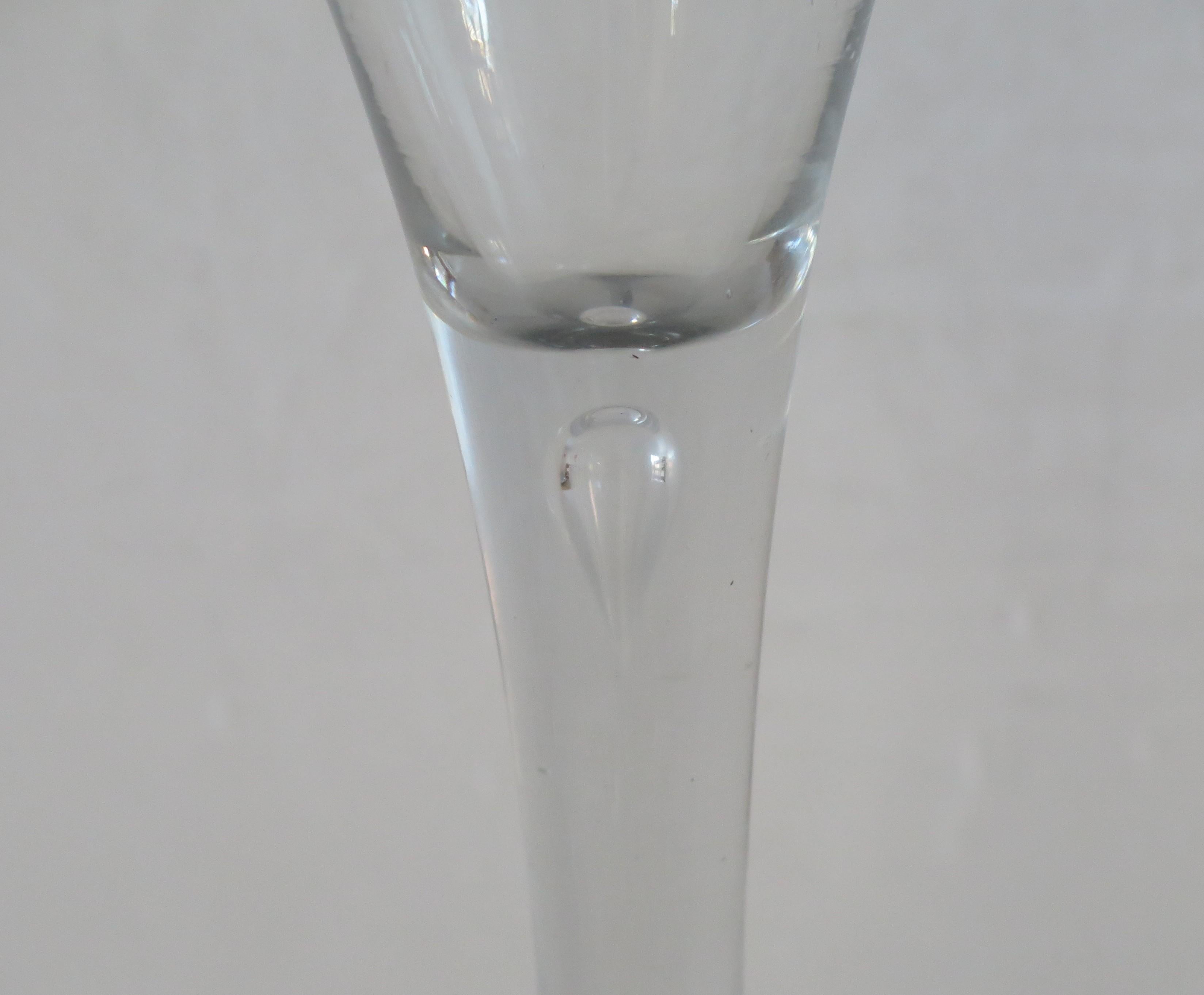 18th Century 18th C George 11nd Tall Wine Drinking Lead Glass Solid Stem and Tear, C 1750 For Sale