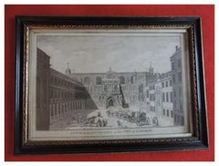18th c. George III Architectural Print Hogarth Frame Guild Hall City of London