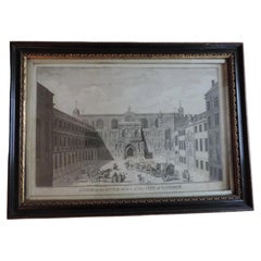 18th c. George III Architectural Print Hogarth Frame Guild Hall City of London