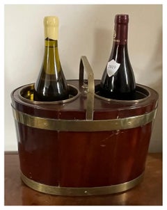 18th c. George III Brass Bound Mahogany Wine Bottle Caddy Cellarette Ice Cooler