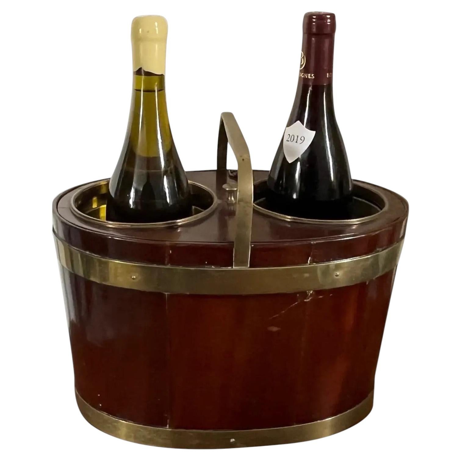 18th c. George III Brass Bound Mahogany Wine Bottle Caddy Cellarette Ice Cooler