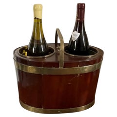 18th c. George III Brass Bound Mahogany Wine Bottle Caddy Cellarette Ice Cooler