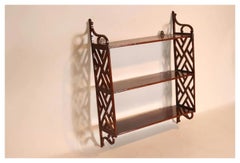 18th c. George III Chinese Chippendale Mahogany Wall Shelf with Open Fretwork