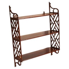 18th c. George III Chinese Chippendale Mahogany Wall Shelf with Open Fretwork