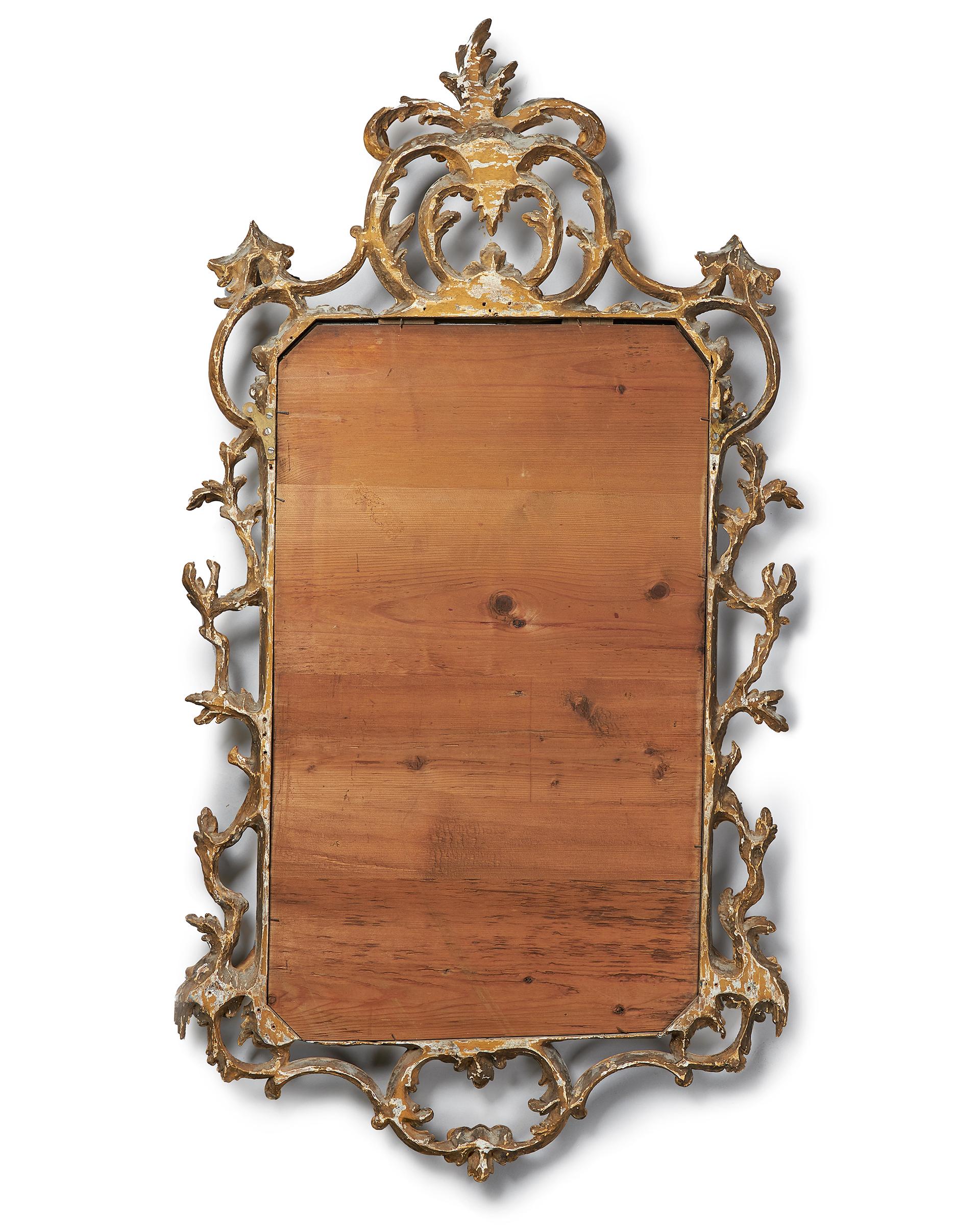18th C. George III Chippendale Carved Giltwood Rococo Chippendale Mirror For Sale 3