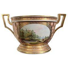 Siglo XVIII Jarrón de porcelana «Bough Pot» de estilo Derby de la época de Jorge III, con la inscripción «View Dalton», Lancashire