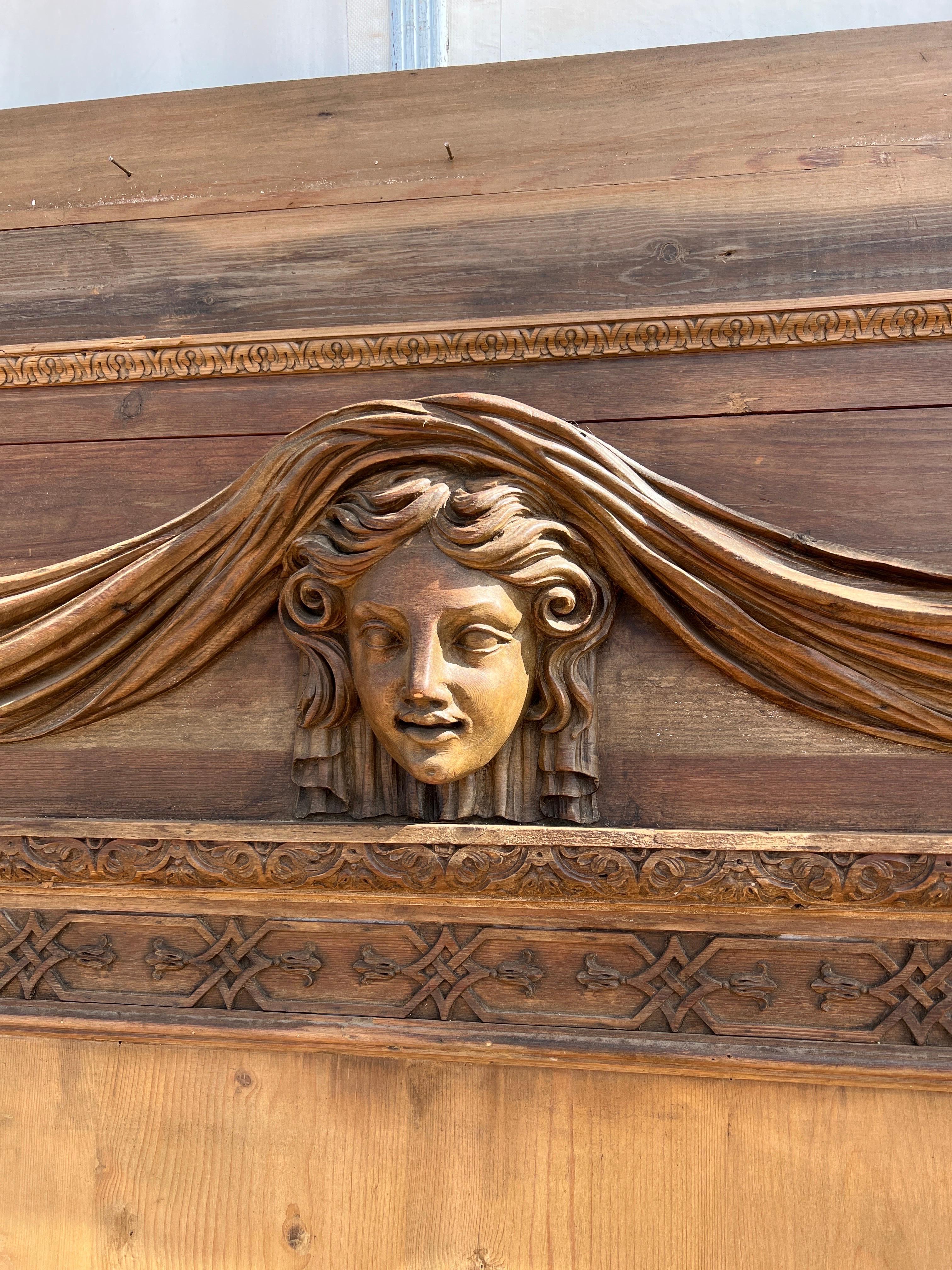 18th C., Georgian English Carved Pine Mantel W/ Overmantel Style of William Kent For Sale 14