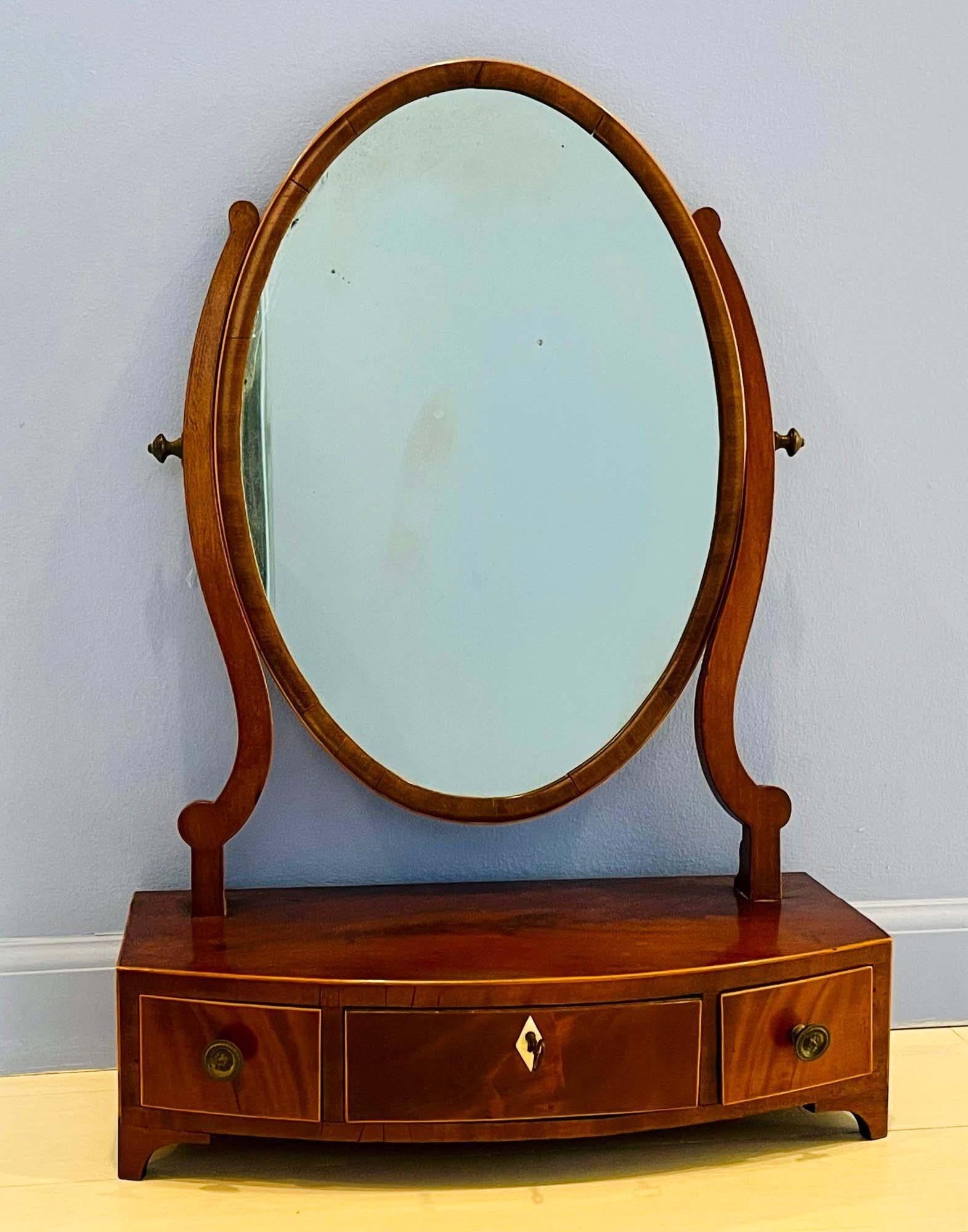 Brass 18th C Georgian Mahogany Tilting Dressing Mirror For Sale