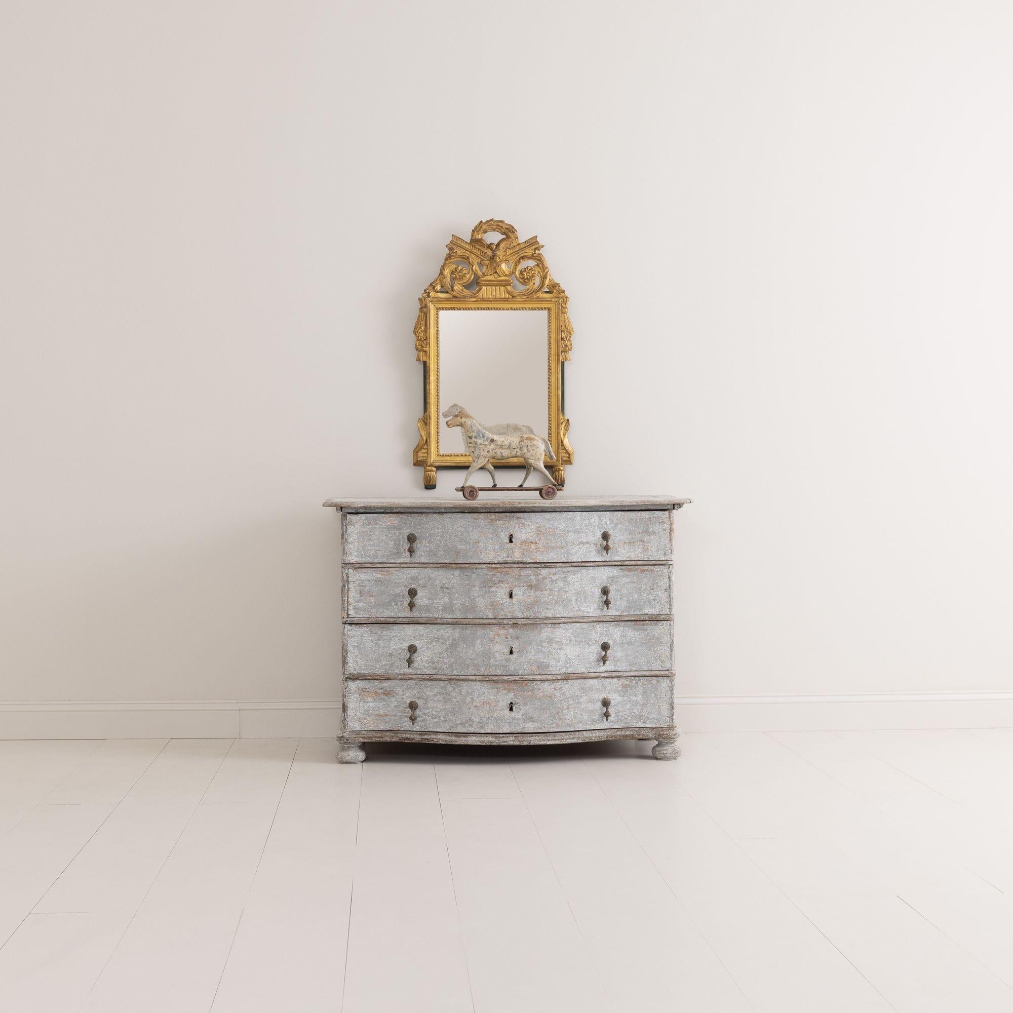 Hand-Carved 18th Century German Baroque Arbalette Front Commode in Original Paint