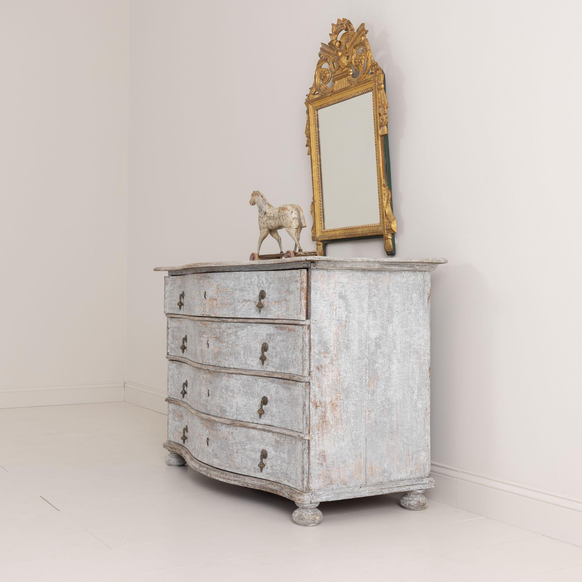 Wood 18th Century German Baroque Arbalette Front Commode in Original Paint