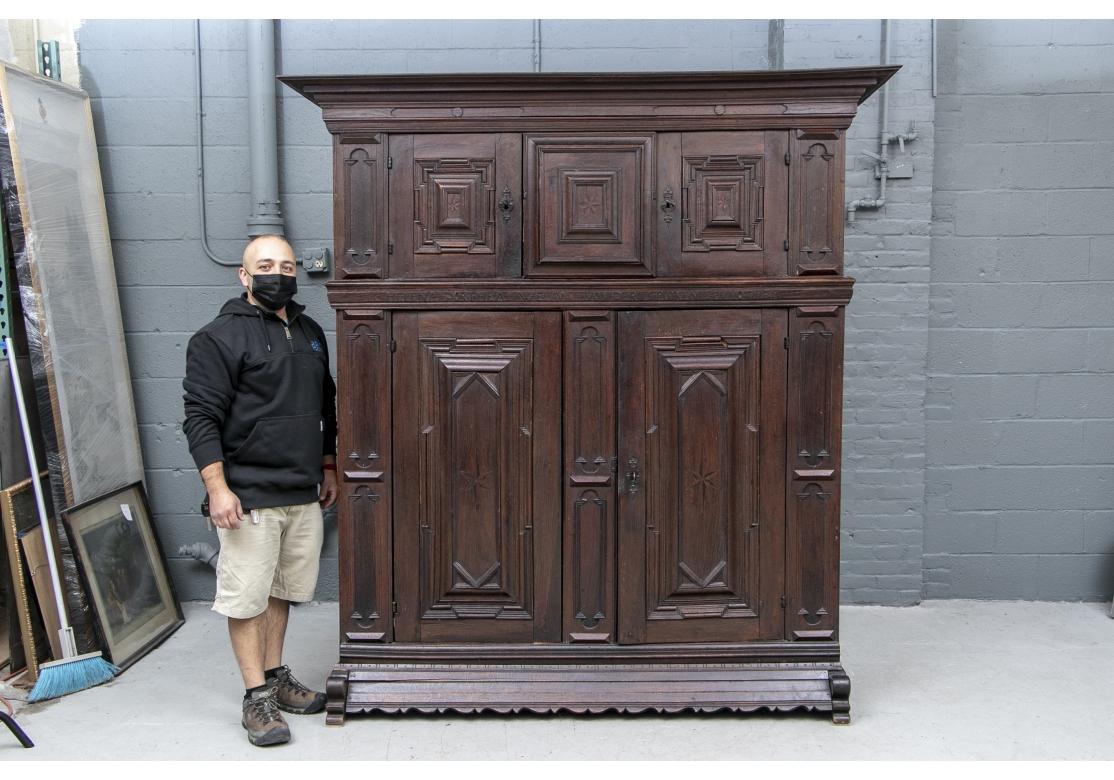 Gothic 18th C. German Carved Oak Armoire For Sale