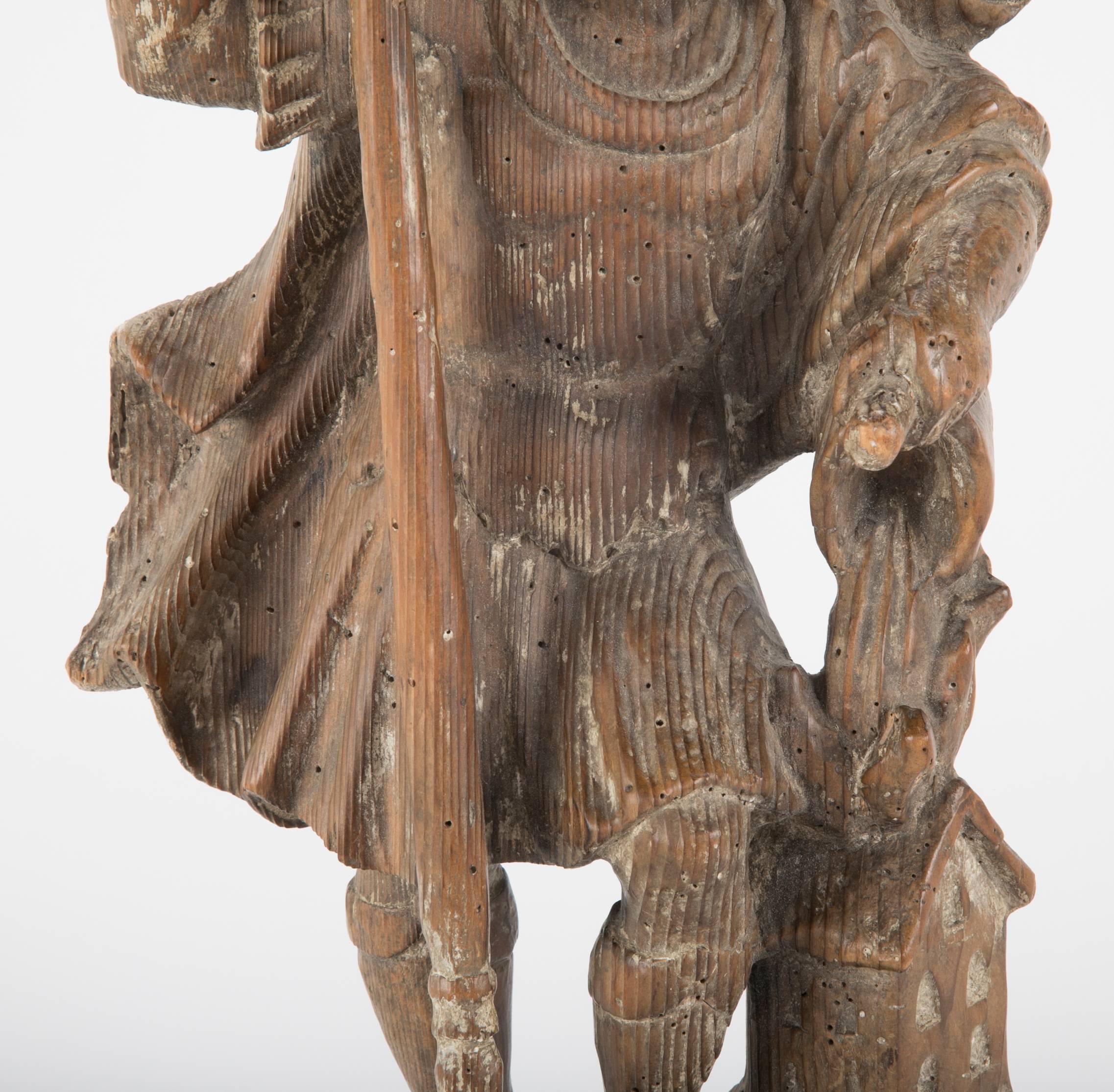 deutsche Holzschnitzfigur des Heiligen Florian aus dem 18 (Barock)