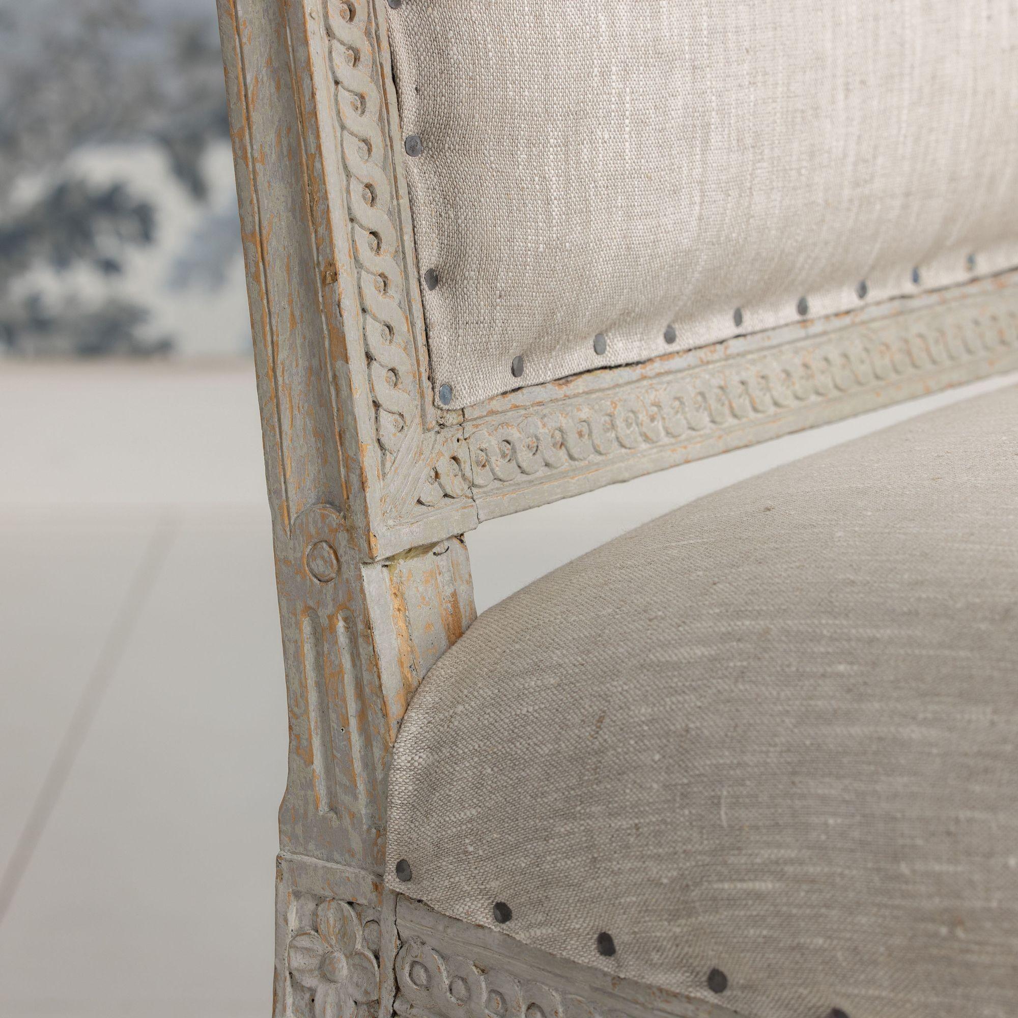 18th c. German Louis XVI Period Beech Wood Armchair in Original Paint For Sale 7