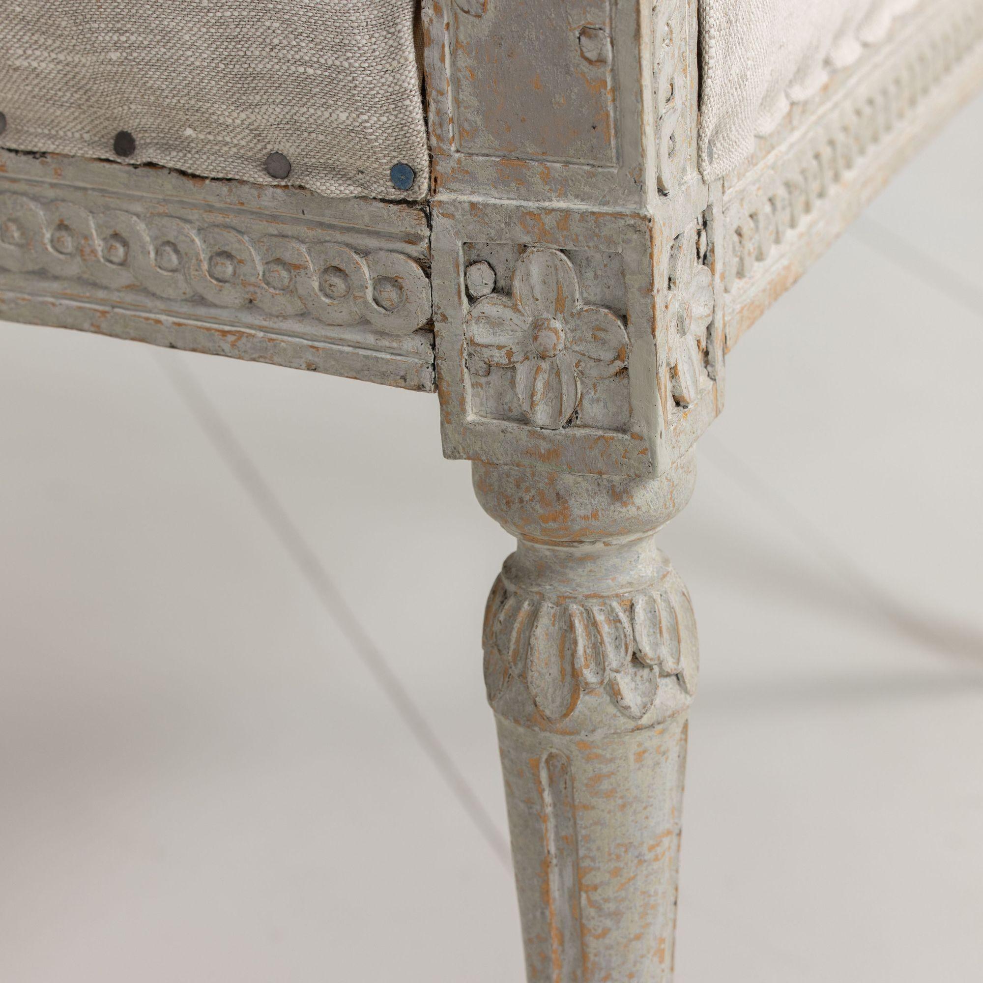 18th c. German Louis XVI Period Beech Wood Armchair in Original Paint For Sale 8