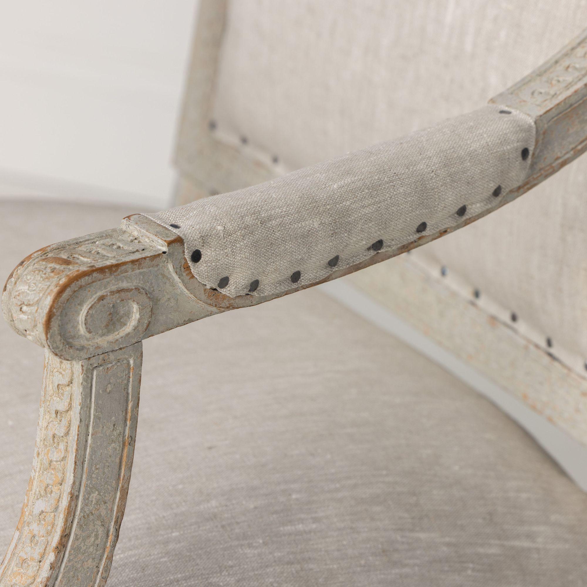 18th c. German Louis XVI Period Beech Wood Armchair in Original Paint For Sale 9