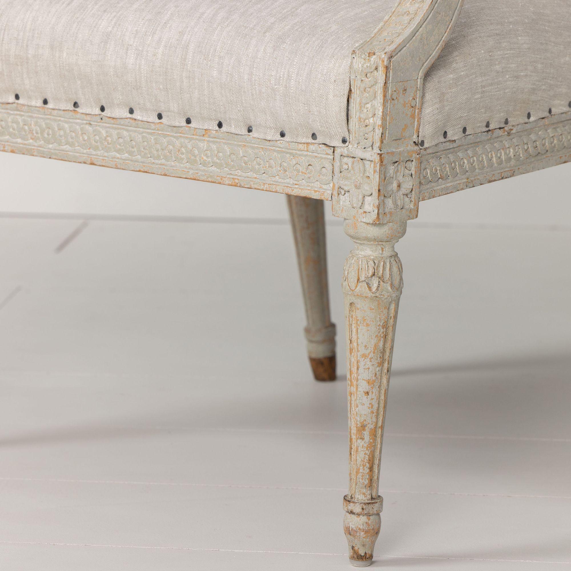 18th c. German Louis XVI Period Beech Wood Armchair in Original Paint For Sale 13