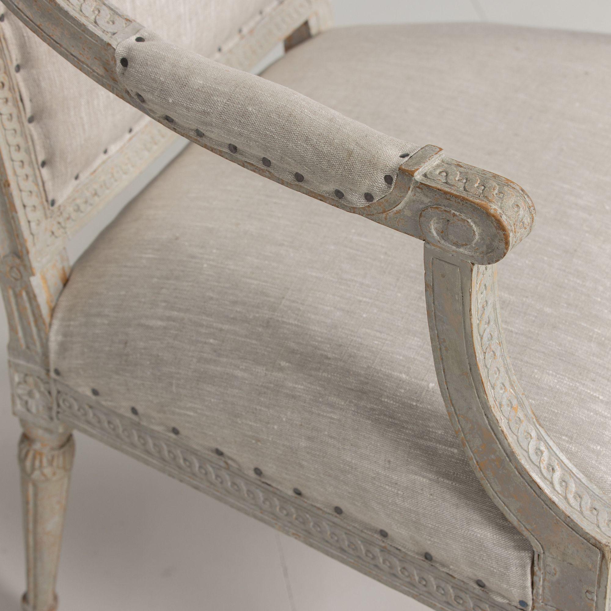 18th c. German Louis XVI Period Beech Wood Armchair in Original Paint For Sale 2